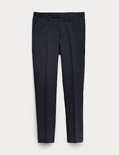 Skinny Fit Textured Stretch Suit Trousers.