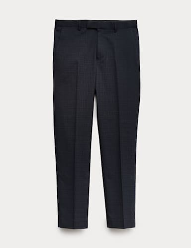Regular Fit Textured Stretch Suit Trousers.