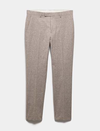 Slim Fit Linen Blend Stretch Suit Trousers.