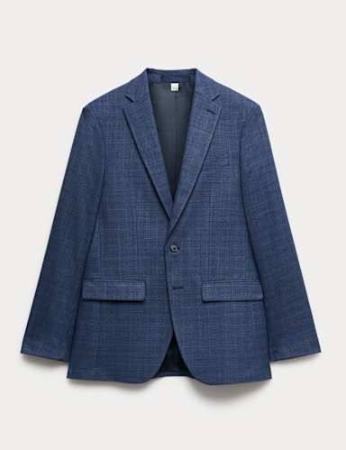 Slim Fit Textured Check Jacket.