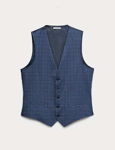 Textured Check Stretch Waistcoat.