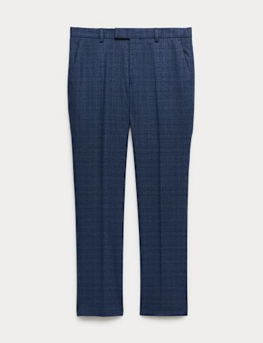 Slim Fit Textured Check Stretch Trousers.