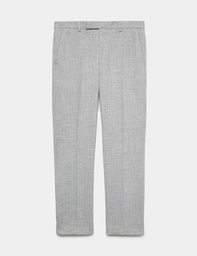 Regular Fit Textured Stretch Suit Trousers.
