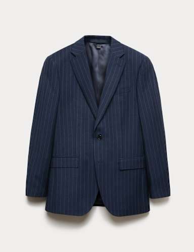Regular Fit Pure Wool Pinstripe Suit Jacket.