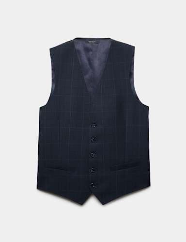 Pure Wool Prince of Wales Check Waistcoat.