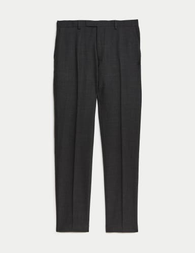 Slim Fit Pure Wool Textured Suit Trousers.