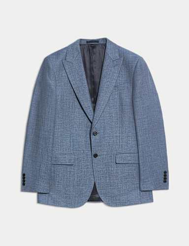Regular Fit Wool Rich Linen Blend Suit Jacket.