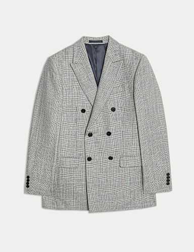 Slim Fit Wool Blend Check Suit Jacket.
