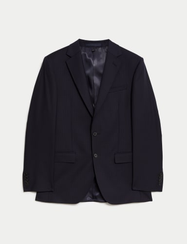 Regular Fit Herringbone Pure Wool Suit Jacket.