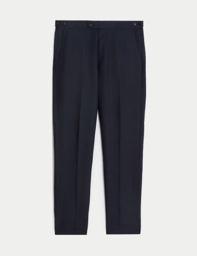 Tailored Fit Silk & Linen Blend Suit Trousers.
