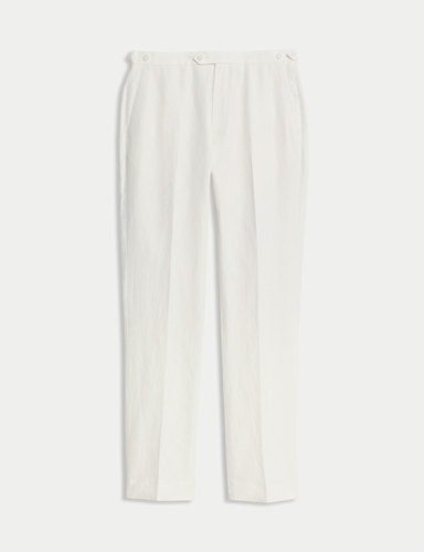 Tailored Fit Silk & Linen Blend Suit Trousers.
