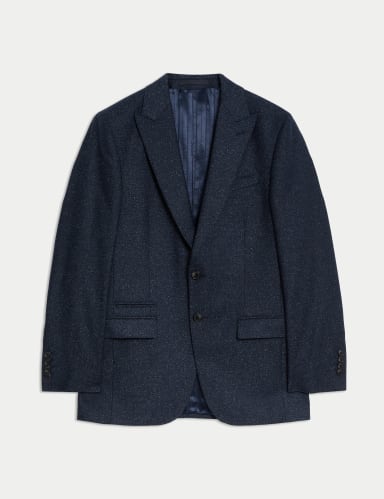 Tailored Fit Italian Wool Suit Jacket with Silk.