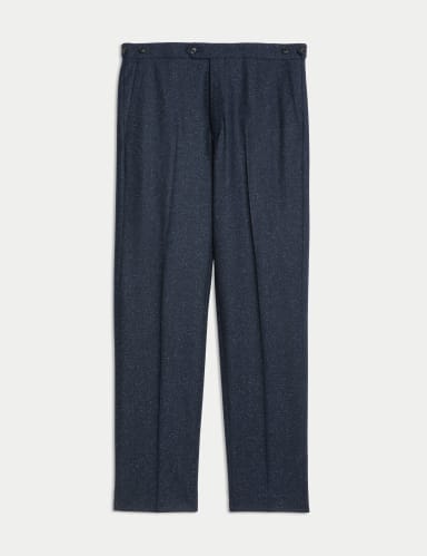 Tailored Fit Italian Wool Rich Suit Trousers with Silk.