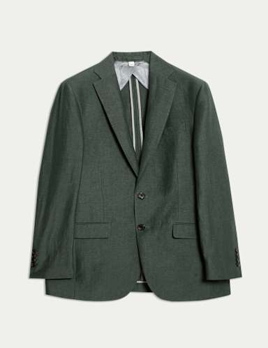Tailored Fit Wool Linen Blend Suit Jacket.