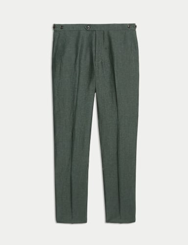 Tailored Fit Wool Linen Blend Suit Trousers.