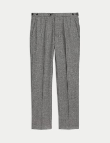 Tailored Fit Italian Wool Rich Suit Trousers with Silk.