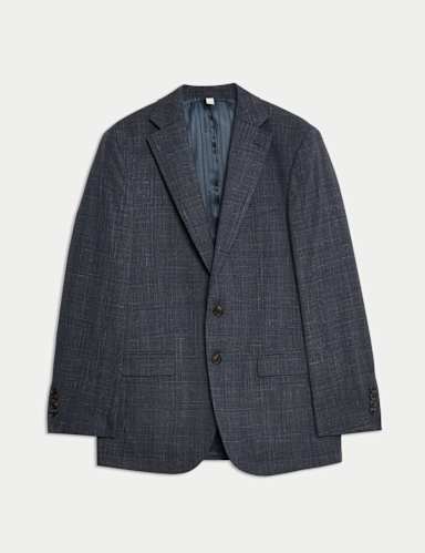 Italian Wool Rich Silk Linen Check Jacket.