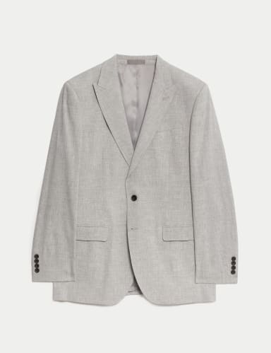 Tailored Fit Linen Rich Suit Jacket.