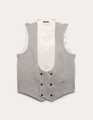 Italian Performance Linen Blend Double Breasted Waistcoat.