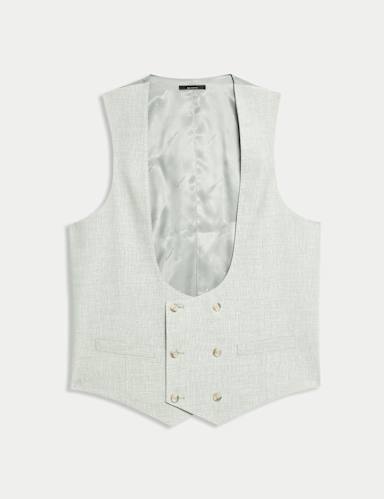 Italian Performance Linen Blend Double Breasted Waistcoat.