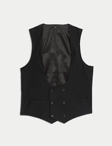 Italian Performance Linen Blend Double Breasted Waistcoat.