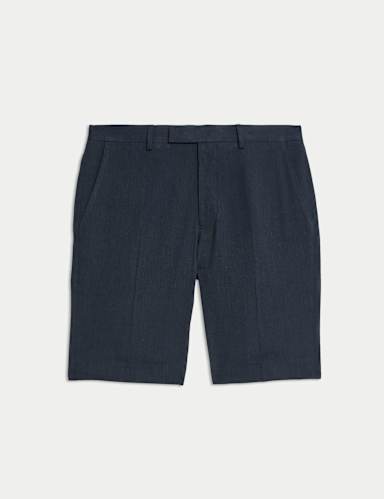 Tailored Fit Italian Performance Linen Blend Suit Shorts.