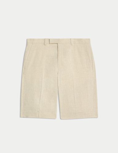 Tailored Fit Italian Performance Linen Blend Suit Shorts.