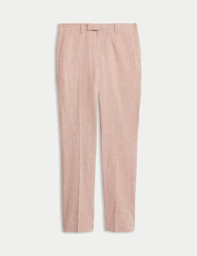 Tailored Fit Italian Performance Linen Blend Suit Trousers.