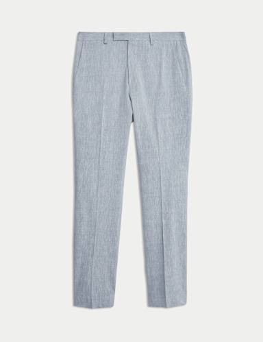 Tailored Fit Italian Performance Linen Blend Suit Trousers.