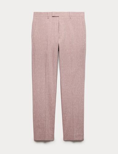 Tailored Fit Italian Performance Linen Blend Suit Trousers.