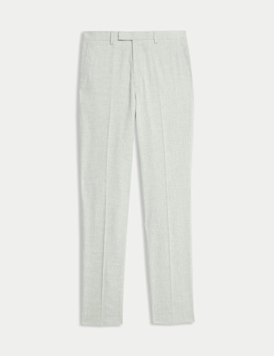 Tailored Fit Italian Performance Linen Blend Suit Trousers.