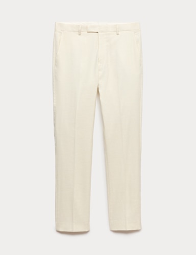 Tailored Fit Italian Performance Linen Blend Suit Trousers.
