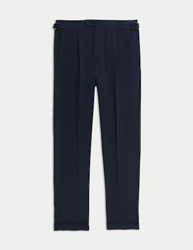 Tailored Fit Italian Performance Linen Blend Suit Trousers.