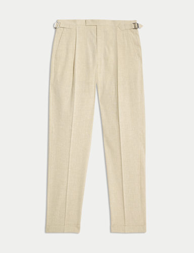 Tailored Fit Italian Performance Linen Blend Suit Trousers.