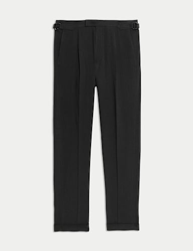 Tailored Fit Italian Performance Linen Blend Suit Trousers.