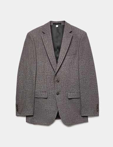 Tailored Fit Micro Check Suit Jacket.
