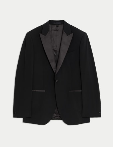 Tailored Fit Wool Blend Tuxedo Jacket.