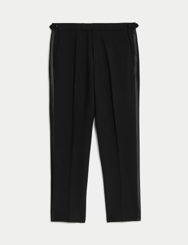 Tailored Fit Wool Blend Tuxedo Trousers.