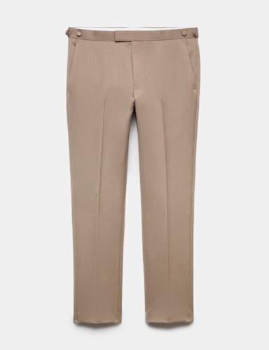 Wool Rich Sateen Tuxedo Trousers with Stretch.