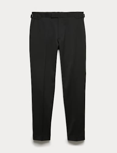 Tailored Fit Sateen Stretch Tuxedo Trousers.