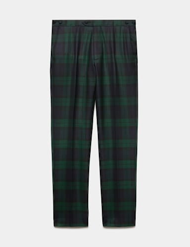 Tailored Fit British Check Suit Trousers.