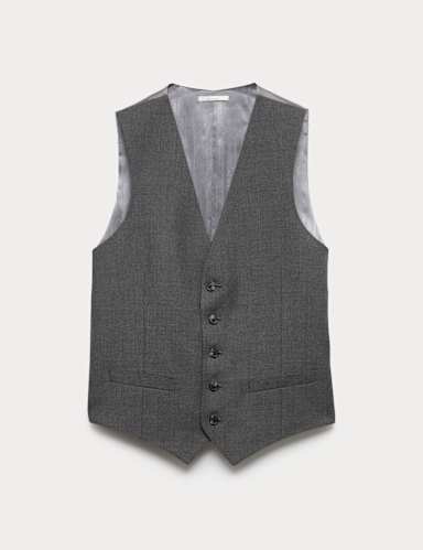 Tailored Fit Pure Wool Twill Waistcoat.