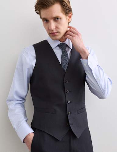 Tailored Fit Italian Silk & Linen Waistcoat.