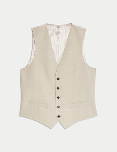 Tailored Fit Italian Silk & Linen Waistcoat.