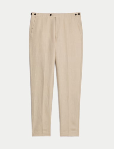 Tailored Fit Italian Silk & Linen Suit Trousers.