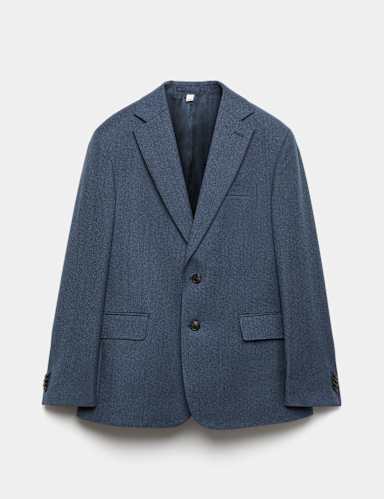 Tailored Fit Pure Wool Mouliné Suit Jacket.