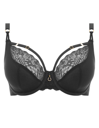 Temptress Lace Trim Wired Plunge Bra C-G.