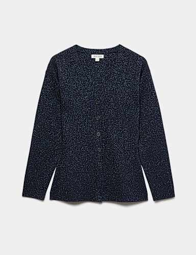 Merino Wool Rich Sparkly V Neck Cardigan.