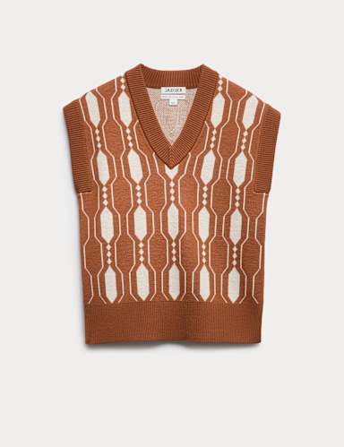 Pure Merino Wool Geometric V-Neck Tabard.
