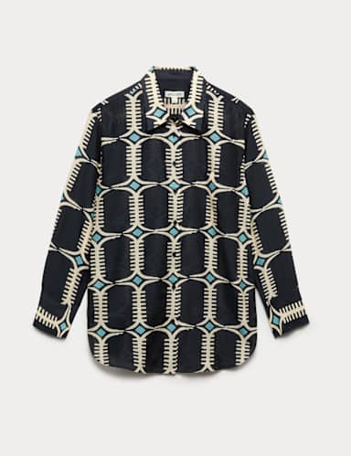 Silk Blend Geometric Shirt.